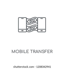 Mobile transfer linear icon. Mobile transfer concept stroke symbol design. Thin graphic elements vector illustration, outline pattern on a white background, eps 10.