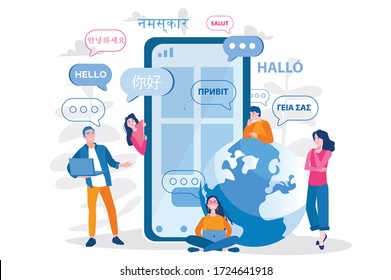 Mobile Translator, Online Dictionary,  Vector Illustration For Web Banner, Infographics, Mobile. 