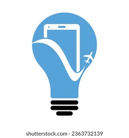 Mobile travel bulb shape concept logo design template.