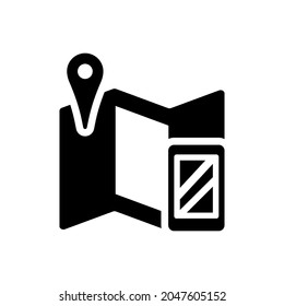 Mobile travel map icon on white background