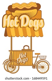Mobile tray selling hot dogs in retro style