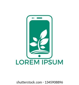 Mobile tree logo design. Eco green mobile web vector logo Icon.