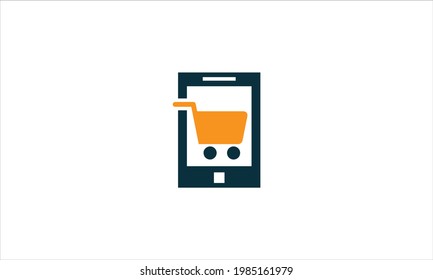 Mobile Trolley Shopping Cart icon logo design template illustration