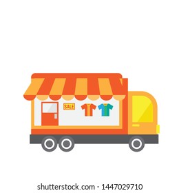 mobile truck shop,Online internet shopping delivery concept,on white