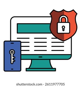 Mobile Two Factor Code Vector Icon Design, secure login, identity protection
