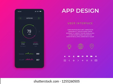 Mobile UI app user interface design. Vector illustration object mockup can be used for website, printing, application mockups.