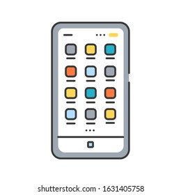 Mobile UI design color line icon. Process of making interfaces in software or computerized devices. Pictogram for web page, mobile app, promo. UI UX GUI design element. Editable stroke.