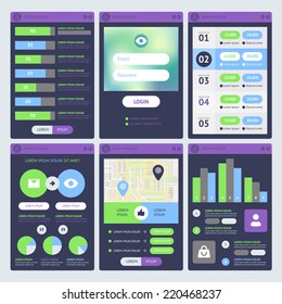Mobile UI Design. Set of various elements used for user interface. Vector eps 10.
