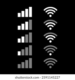 Mobile UI Icon graphic vector set. Communications and Wi-Fi icons.