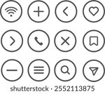 Mobile ui icons,outline isolated signs. High quality pictograms. Linear icons set of UI and UX, media, phone, apps and etc.