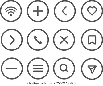 Iconos de interfaz de usuario móvil, signos aislados de contorno. Pictogramas de alta calidad. Conjunto de iconos lineales de interfaz de usuario y UX, medios, teléfono, App y etc.