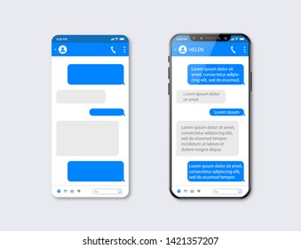 Mobile Ui Kit Messenger. Chat App Template. Social Network Concept. Mock Up