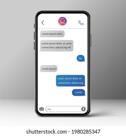 Mobile ui kit messenger. Chat app template. Social network concept. Mock up. Vector illustration