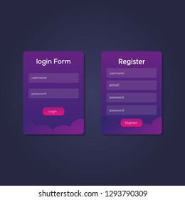 Mobile UI kit. Sign up form, Login form for app development. Vector illustration - Vector 