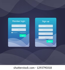 Mobile UI kit. Sign up form, Login form for app development. Vector illustration - Vector 