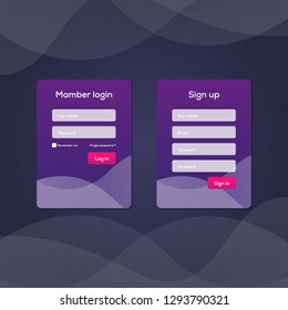 Mobile UI kit. Sign up form, Login form for app development. Vector illustration - Vector 