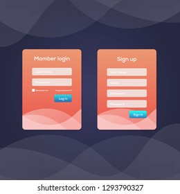 Mobile UI kit. Sign up form, Login form for app development. Vector illustration - Vector 