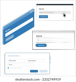 Mobile UI kit. Sign up form, Login form for app development, smartphone mockups and wireframes. Vector illustration