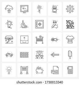 Conjunto de iconos de línea de interfaz de usuario móvil de 25 Pictogramas modernos de teléfono; teléfono; pantalla; móvil; Ilustración de vectores bloqueados