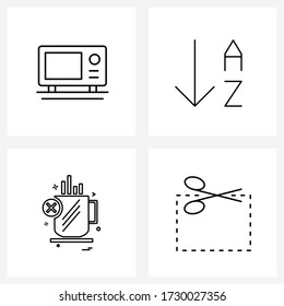 Conjunto de iconos de línea de interfaz de usuario móvil de 4 Pictogramas modernos de cocinar; gráfico; horno; letra; Ilustración de vectores de negocio