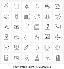 Symbol für die mobile Benutzeroberfläche mit 36 modernen Küchenbildern; Maniküre Handtuch; Make-up Schönheitsvektor-Illustration