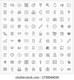 Mobile UI Line Icon Set of 100 Modern Pictograms of alarm; en route; arrow; map; route Vector Illustration