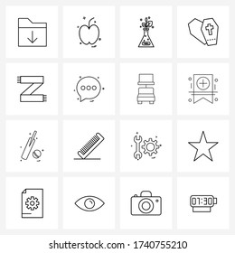 Mobile UI Line Icon Set of 16 Modern Pictograms of sewing; machine; plants; knit; Halloween Vector Illustration