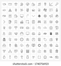 Mobile UI Line Icon Set of 100 Modern Pictograms of print; talking; apparel; talk; chat Vector Illustration