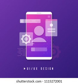 Mobile ui ux design, app development concept. Vector illustration.