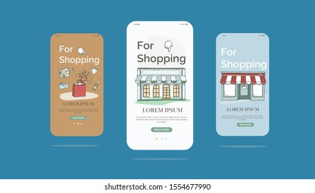 Mobile UI UX GUI template, app interface wireframe Shopping Concept. illustration for store .Vector illustration