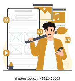 Mobile ui-ux Concept Illustration UIUX Entwicklungsdesign Programmierung Mobile Application Illustration