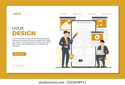 Mobile ui-ux Landing page template illustration UIUX development design programming mobile application illustration