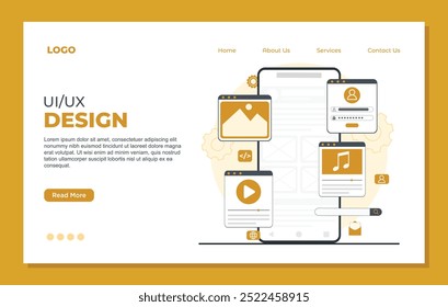 Mobile ui-ux Landing page template illustration UIUX development design programming mobile application illustration