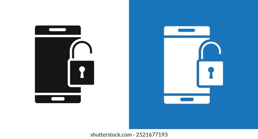 Mobile Unlock icon Flat vector set outline
