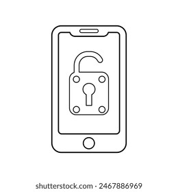 Mobile Unlock Icon Line Vector graphics