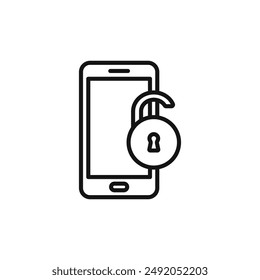 Mobile Unlock icon outline collection in black and on white background