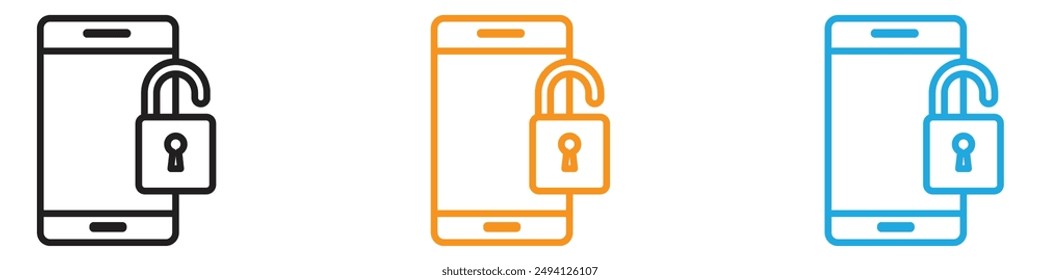 Mobile Unlock icon vector logo set collection for web app ui