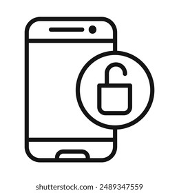 Icono de desbloqueo móvil Vector o conjunto de signos colección en contorno blanco y negro