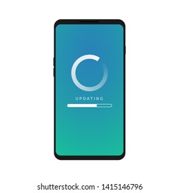 Mobile Update Icon, Software Upgrade Phone. Smartphone Screen Flat Loading Concept Data.