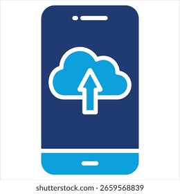 Mobile hochladen Flat Blue Symbol Vektorgrafik