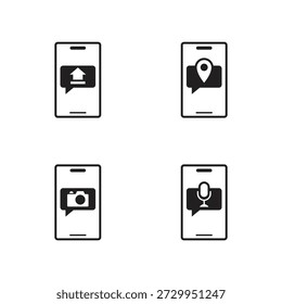 Ícones de gps de carregamento móvel e glifos de voz de áudio