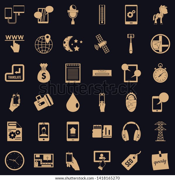 Mobile usage icons set. Simple set of 36\
mobile usage vector icons for web for any\
design