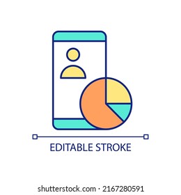 Mobile usage statistics RGB color icon. Target audience for mobile phones. Cellular data analysis. Isolated vector illustration. Simple filled line drawing. Editable stroke. Arial font used