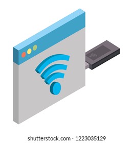 Mobile usb internet technology isometric concept
