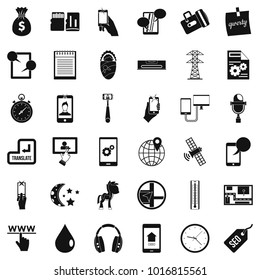 Mobile use icons set. Simple set of 36 mobile use vector icons for web isolated on white background