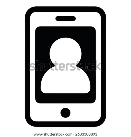 Mobile User icon Vector Silhouette editable isolated with white background