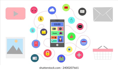 mobile user interface apps icons email vector