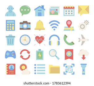 mobile user interface flat vector icons pixel perfect