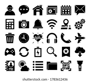 mobile user interface glyph vector icons pixel perfect