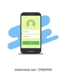 Mobile user login illustration concept.